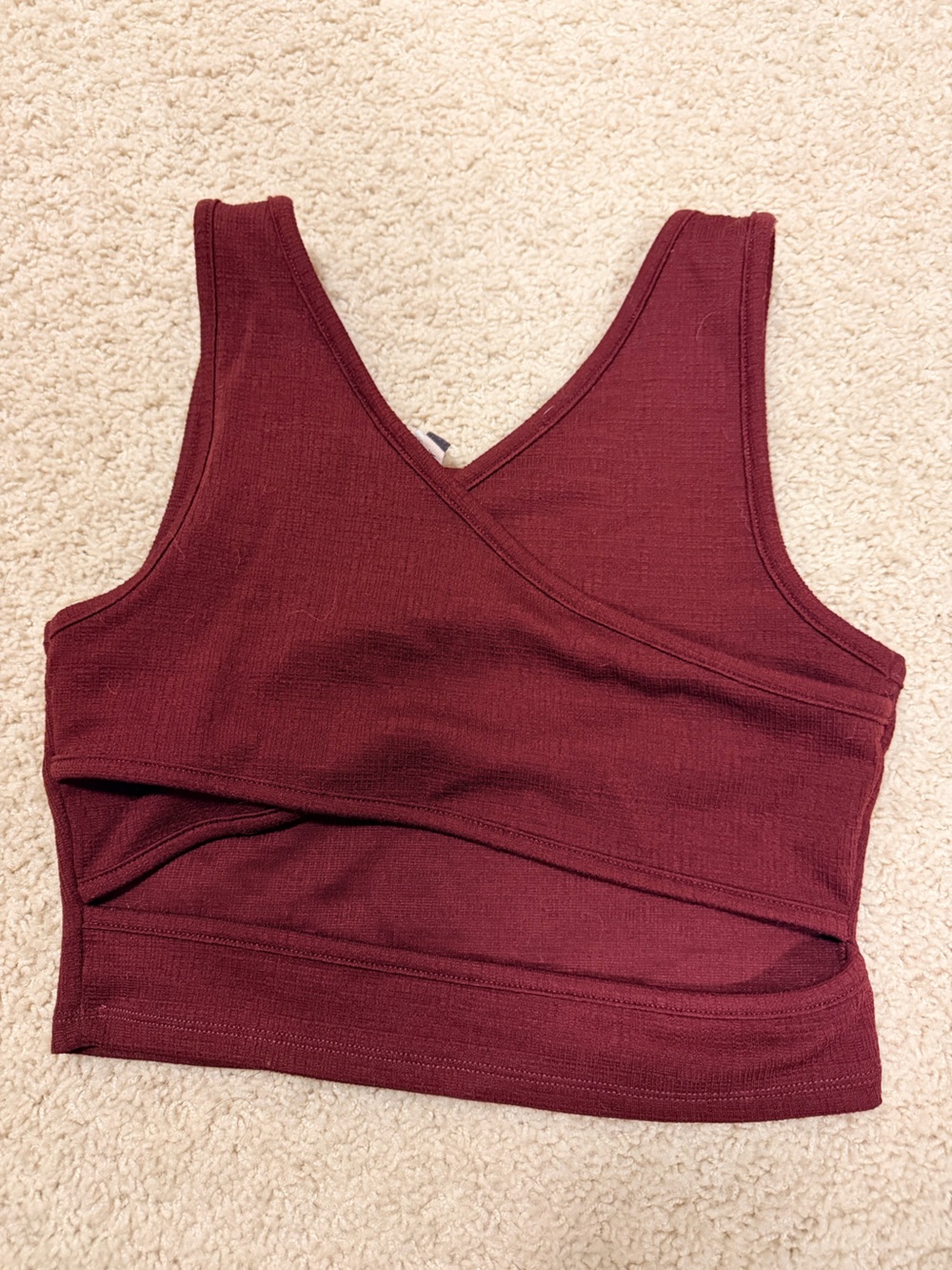 Roxy Maroon Ribbed Crop Tank - Picture 2 of 5